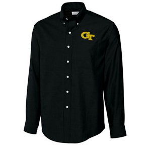 Georgia Tech Yellow Jackets B&T LS Epic Easy Care Royal Oxford Shirt - Black